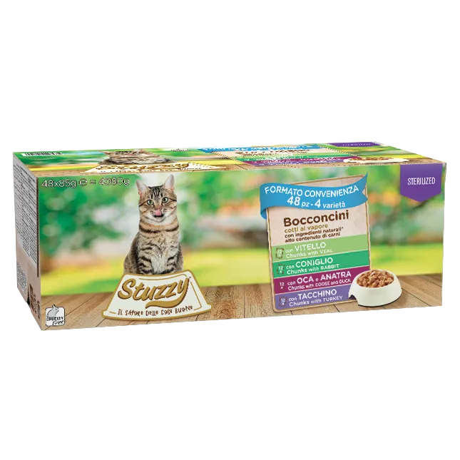 48x85g Stuzzy Multipack Bocconcini Vitello, Tacchino, Coniglio, Oca e Anatra 48x85g Stuzzy Multipack Bocconcini Vitello, Tacchino, Coniglio, Oca e Anatra